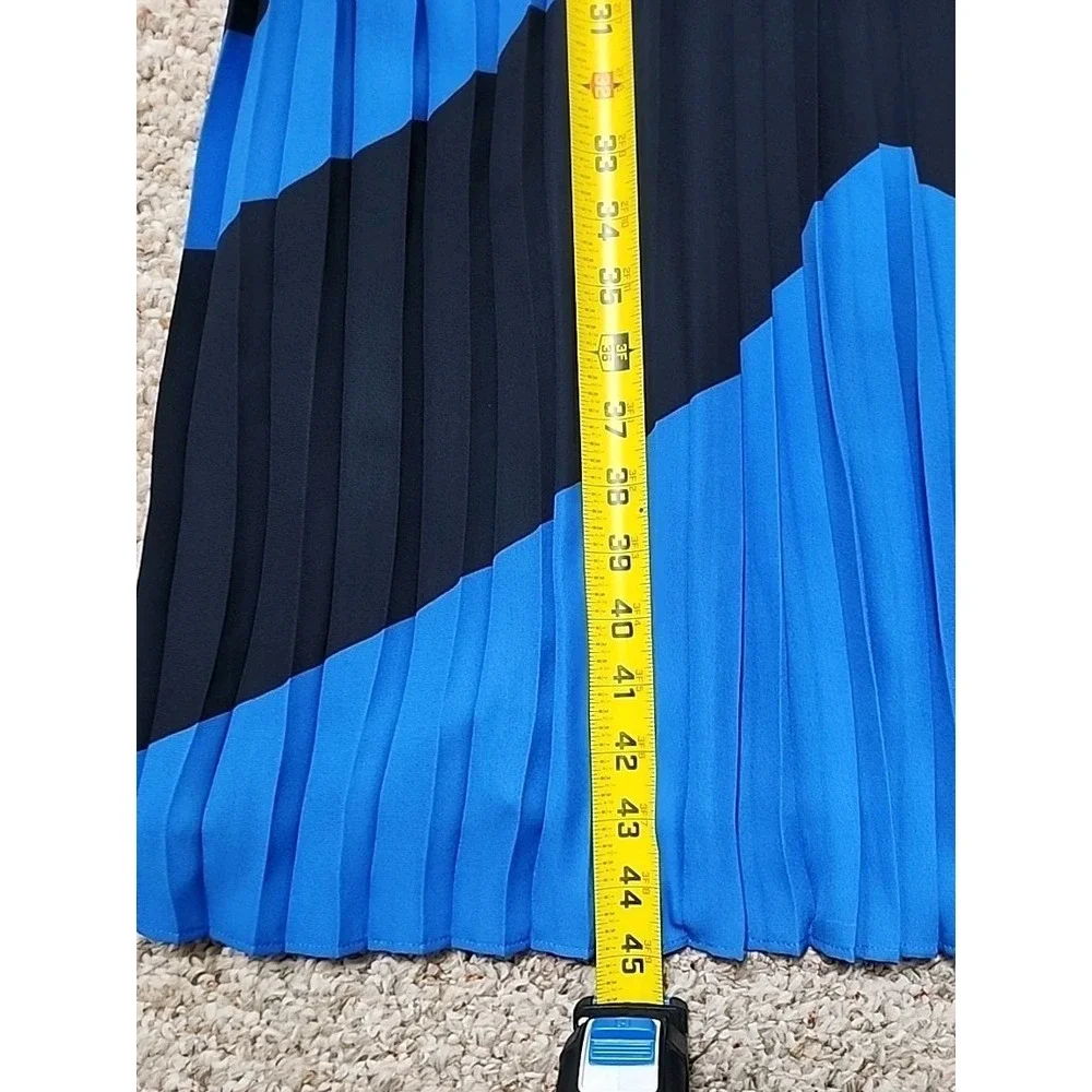 New Banana Republic Color block chevron‎ Pleated midi dress 4 Royal Blue